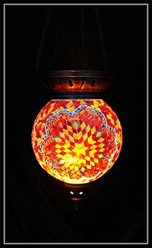 Mosaiklampe Mosaik - Hängelampe XL orientalische lampe Deckenlampe Orange Samarkand-Lights von Samarkand - Lights