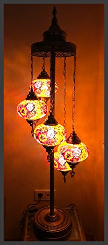 Mosaiklampe Mosaik - Stehleuchte L Tischlampe Stehlampe orientalische lampe Orange - Lila Stern Samarkand-Lights von Samarkand - Lights