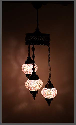 Samarkand - Lights Handgefertigte Orientalische Mosaiklampe Mosaik Glas Hänge Lampe Innenleuchte Pendelleuchte Deckenleuchte Aussenleuchte Handarbeit Hängeleuchte Hängelampe 3 Lichter/LILA von Samarkand - Lights