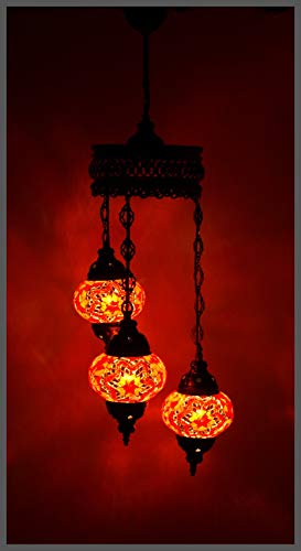 Samarkand - Lights Handgefertigte Orientalische Mosaiklampe Mosaik Glas Hänge Lampe Innenleuchte Pendelleuchte Deckenleuchte Aussenleuchte Handarbeit Hängeleuchte Hängelampe Größe 2 / ORANGE-STERN von Samarkand - Lights