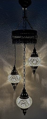 Samarkand - Lights Handgefertigte Orientalische Mosaiklampe Mosaik Glas Hänge Lampe Pendelleuchte Deckenleuchte Aussenleuchte Handarbeit Hängeleuchte Hängelampe Größe 2 / SILBER von Samarkand - Lights