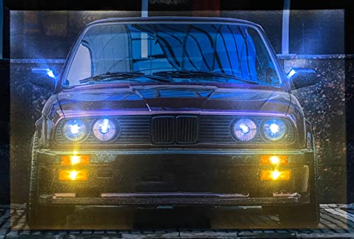 Samarkand - Lights LED-Bild mit Beleuchtung LED- Bilder Leinwandbild 65 x 45 cm Leuchtbild AUTO/OLDTIMER/SPORTWAGEN E30 BLACK Wandbild von Samarkand - Lights