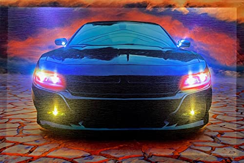 Samarkand - Lights LED-Bild mit Beleuchtung LED- Bilder Leinwandbild 65 x 45 cm Leuchtbild Auto/Sportscar/Sportwagen von Samarkand - Lights