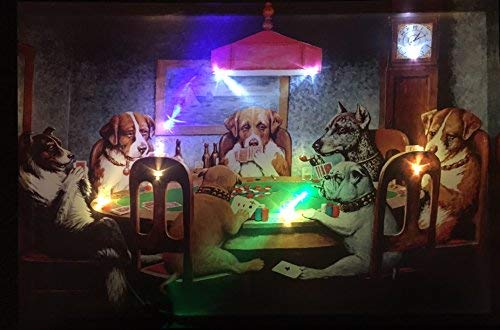 Samarkand - Lights LED-Bild mit Beleuchtung LED- Bilder Leinwandbild 65 x 45 cm Leuchtbild Hunde Poker Wandbild von Samarkand - Lights