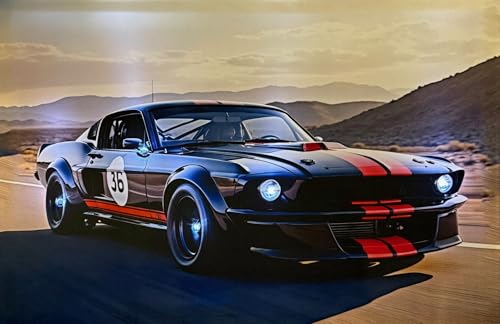 Samarkand - Lights LED-Bild mit Beleuchtung LED- Bilder Leinwandbild 65 x 45 cm Leuchtbild MUSCLE CAR AUTO/OLDTIMER von Samarkand - Lights