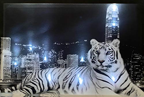 Samarkand - Lights LED-Bild mit Beleuchtung LED- Bilder Leinwandbild 65 x 45 cm Leuchtbild Tiger City Wandbild von Samarkand - Lights