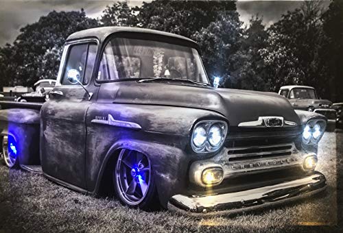 Samarkand - Lights LED-Bild mit Beleuchtung LED- Bilder Leinwandbild 65 x 45 cm Leuchtbild US CAR/OLDTIMER/PICKUP Wandbild von Samarkand - Lights