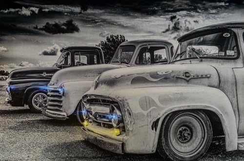 Samarkand - Lights LED-Bild mit Beleuchtung LED- Bilder Leinwandbild 65 x 45 cm Leuchtbild US CAR/OLDTIMER/PICKUP von Samarkand - Lights