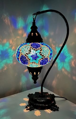 Samarkand - Lights Mosaik - Stehlampe L Tischlampe Mosaiklampe Blau-Stern Handgefertigte Mosaiklampe Orientalische Türkische Marokkanische Dekorative Mosaik Tischlampe von Samarkand - Lights