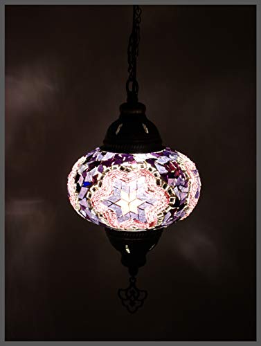 Samarkand - Lights Mosaiklampe Mosaik - Hängeleuchte L Handgefertigte Orientalische Türkische Marokkanische Dekorative Mosaik Tischlampe Deckenlampe Lila von Samarkand - Lights