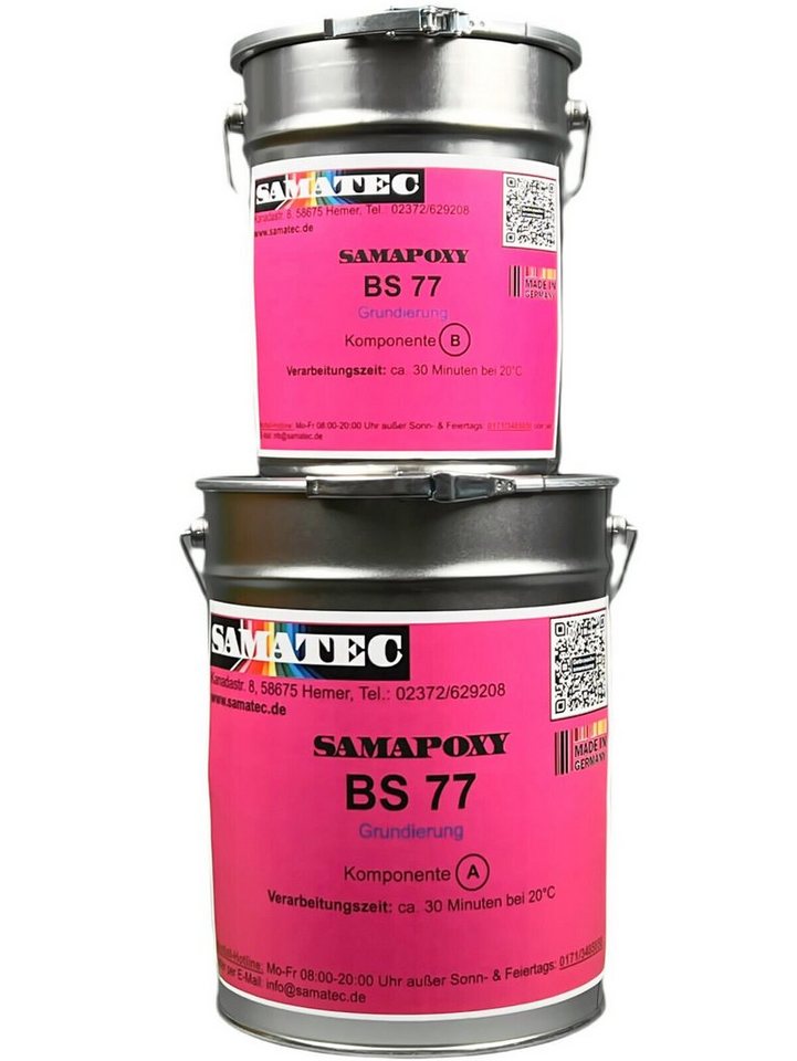 Samatec Haftgrund 2K Epoxid Grundierung BS77 zum Rollen Bodenbeschichtung inkl. VSK, 1kg für 5m², 2,5kg für 12,5m², 5kg für 25m², 10kg für 50m² von Samatec