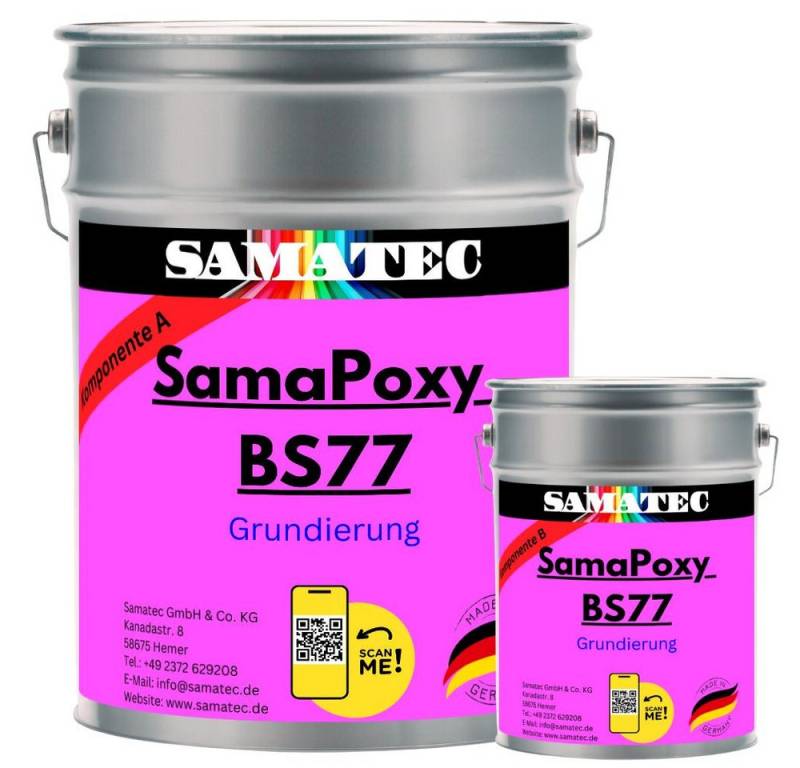 Samatec Haftgrund 2K Epoxid Grundierung BS77 zum Rollen Bodenbeschichtung inkl. VSK, 1kg für 5m², 2,5kg für 12,5m², 5kg für 25m², 10kg für 50m² von Samatec