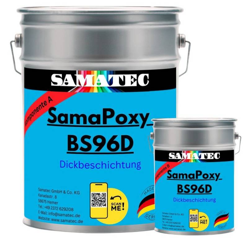 Samatec Harzfarbe Bodenbeschichtung BS96d Dickbeschichtung Bodenfarbe Garagenfarbe, hochbelastbar, weichmacherbeständig, rissüberbrückend, glänzend von Samatec