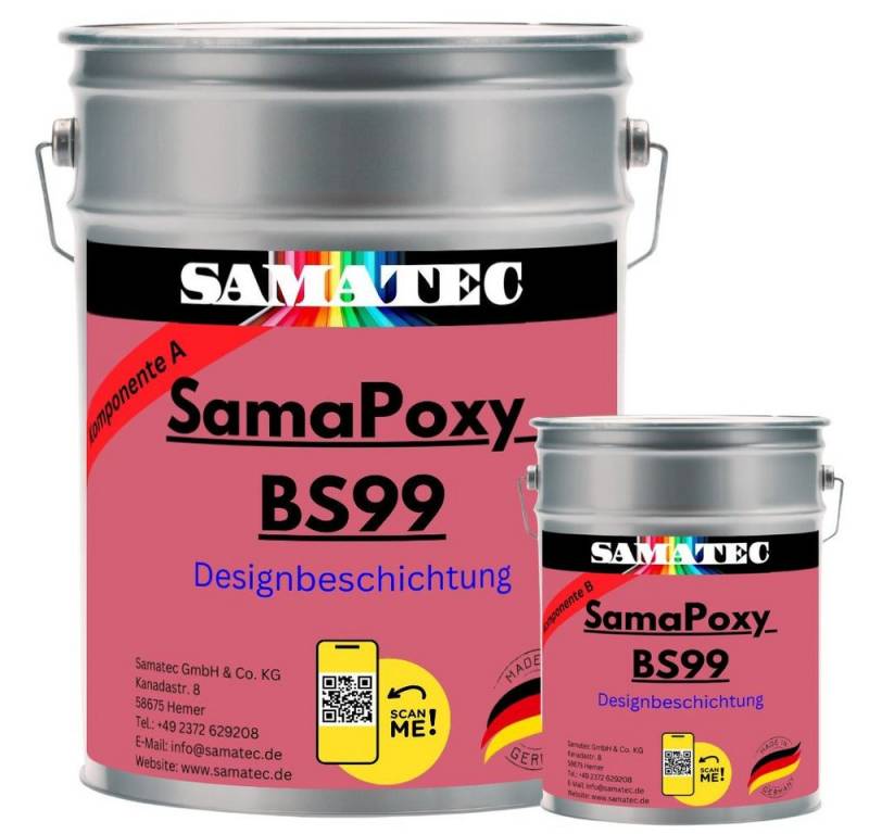 Samatec Harzfarbe Bodenbeschichtung Bodenfarbe Garagenfarbe BS99 Designboden 2K, individuelles Design, hochbelastbar, weichmacherbeständig von Samatec