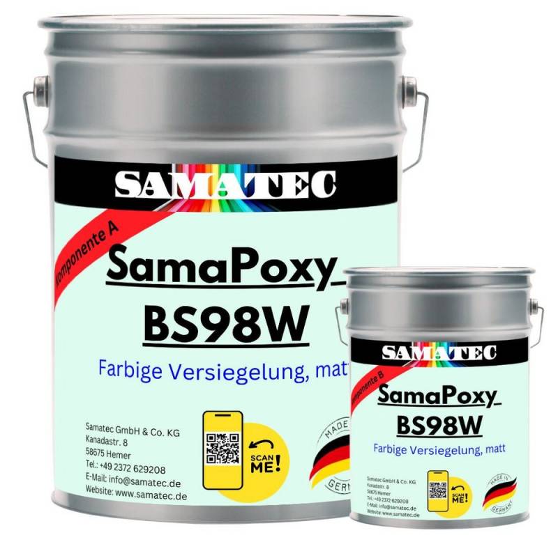 Samatec Harzfarbe Bodenbeschichtung BS98w inkl. VSK matt Garagenfarbe 2,5kg Bodenfarbe, weichmacherbeständig, lösemittelfrei, hochbelastbar, seidenmatt von Samatec