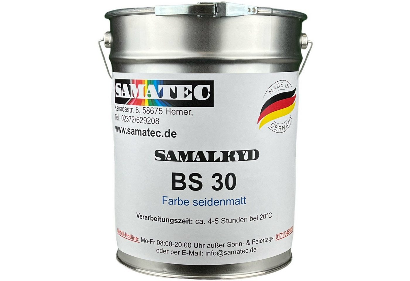 Samatec Wandfarbe 5kg BS30 Wandfarbe Bodenfarbe Alkydharz inkl. VSK Fassadenfarbe, UV-stabil, frostsicher, wetterfest von Samatec