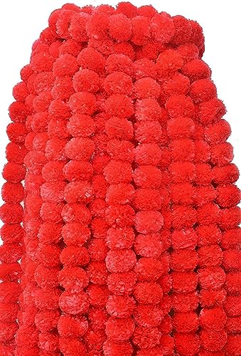 Künstliche Ringelblumen-Girlande (5 Stück) 1,5 m je künstliche Blumen Herbststränge traditionelle Hochzeitsdekoration Weihnachten Festival Halloween Dekor 5 Stück (rot) von Sambhav Quilt Hub