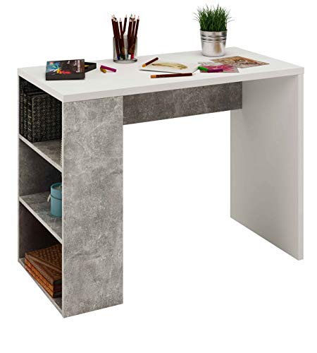 SAMBLO Midori Schreibtisch mit wendbarem Regal, Holz, Weiß/Grau, 90 cm Ancho von Samblo