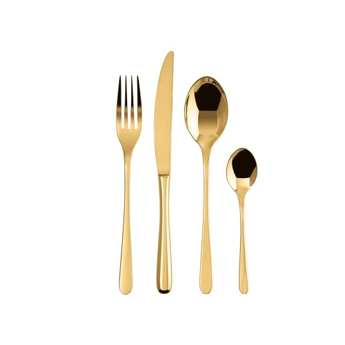 Sambonet, Besteck Set Taste Goldenes Besteck 24-Teilig 6 x Gabel, Messer, Esslöffel, Teelöffel, 6 personen, Spülmaschinenfest, Edelstahl, Gold von Sambonet