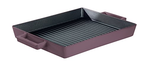 Sambonet 51601G32 Grillpfanne, Steakpfanne, Rechteckig, Gusseisen, Spülmaschinenfest,Violett, 32x26 cm von Sambonet