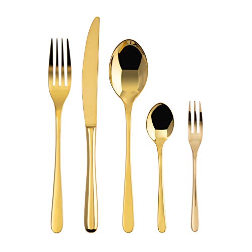 Sambonet - TASTE Tafelbesteck Set für 12 Personen, 60-teilig aus Edelstahl PVD-Finish, spülmaschinenfest, gold von Sambonet