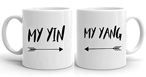My Yin My Yang - Tassen Kaffeetassen 2er Set Hochzeitsgeschenk Kaffeebecher Set, Hochzeit Valentinstag Pärchen Ehepaar Freunde, Farbe:Weiß von Sambosa