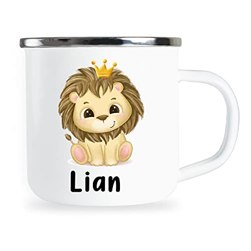 Personalisierte Kindertasse mit Name und niedlichem Löwen Motiv Emaille Tasse individuelle Geschenke Kind Geburtstag Geschenkidee für Kinder Junge Mädchen Metallbecher Emailletasse Personalisierte Kindertasse mit Name und niedlichem Löwen Motiv Emaille Tasse individuelle Geschenke Kind Geburtstag Geschenkidee für Kinder Junge Mädchen Metallbecher Emailletasse von Sambosa