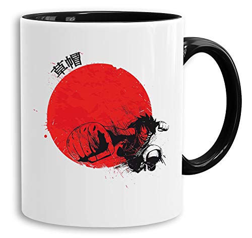 Red Sun Ruffy Punch - Tasse Kaffeetasse Son Ruffy Luffy Naruto Saitama One Dragon Master Goku Ball Zoro Roshi Piece Db, Farbe:Weiß von Sambosa