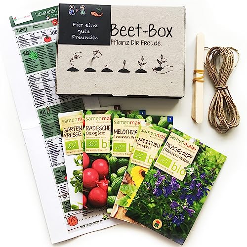 Bio Beet Box - Für eine gute Freundin - Saatgut Set inklusive Pflanzkalender und Zubehör - Geschenkidee für Hobbygärtner von Samen Maier