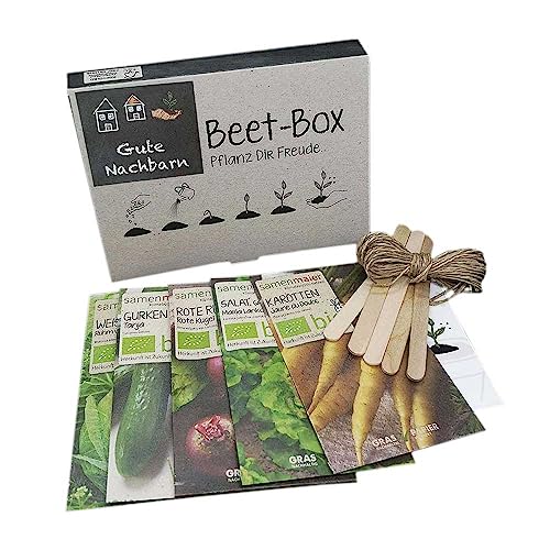 Bio Beet Box - Gute Nachbarn - Saatgut Set inklusive Pflanzkalender und Zubehör - Geschenkidee für Hobbygärtner von Samen Maier