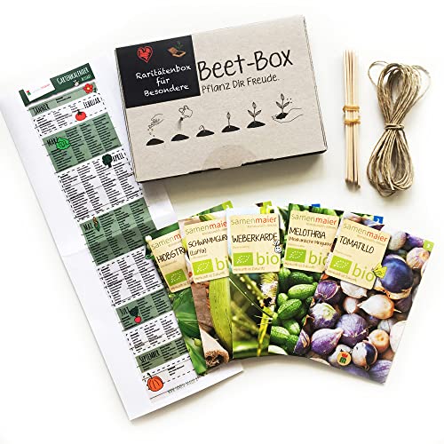 Bio Beet Box - Raritätenbox für Besondere - Saatgut Set inklusive Pflanzkalender und Zubehör - Geschenkidee für Hobbygärtner von Samen Maier