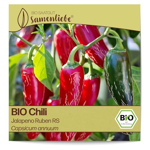 Samenliebe BIO Chili Samen alte Sorte Jalapeno Ruben RS 10 Samen samenfestes Gemüse Saatgut für Gewächshaus Freiland und Balkon BIO Gemüsesamen von Samenliebe