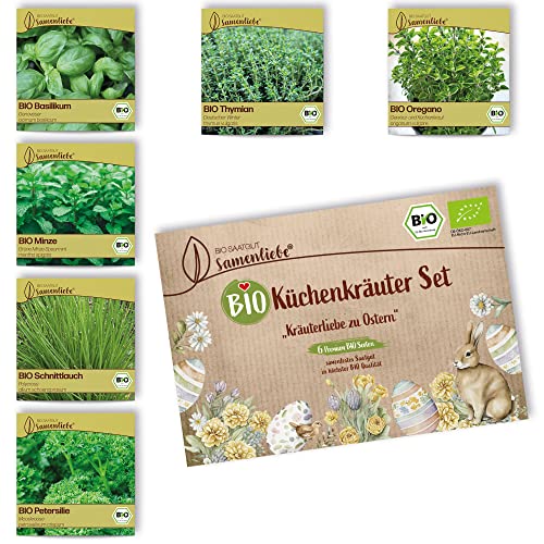 BIO Kräuter Samen Set: 6 Sorten samenfeste BIO Kräutersamen mit Basilikum Samen Petersilie Samen - BIO Saatgut Set als nachhaltiges Geschenk von Samenliebe von Samenliebe