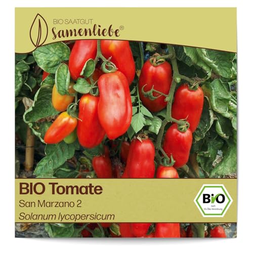 Samenliebe BIO Tomaten Samen alte Sorte San Marzano 2 italienische Tomate längliche Romatomate rot 10 Samen samenfestes Gemüse Saatgut für Gewächshaus Freiland und Balkon BIO Gemüsesamen von Samenliebe