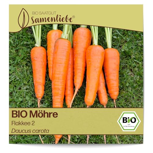 Samenliebe BIO Möhren Samen Flakkee 2 Karotte orange 800 Samen samenfestes Gemüse Saatgut für Gewächshaus Freiland und Balkon BIO Gemüsesamen winterhart von Samenliebe