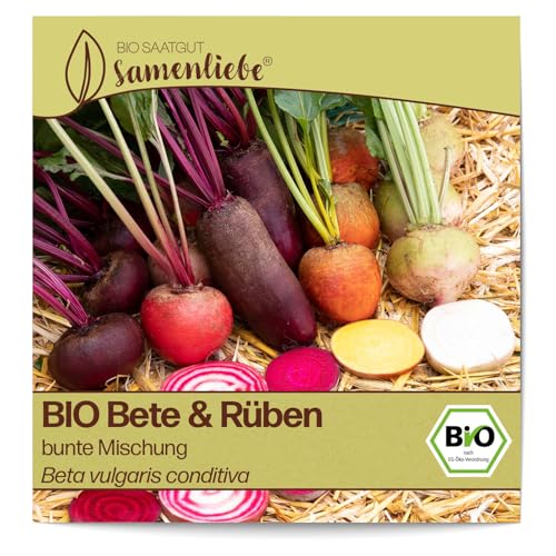 Samenliebe BIO Bete & Rüben Samen alte Sorte bunte Mischung 150 Samen samenfestes Gemüse Saatgut für Gewächshaus Freiland und Balkon BIO Gemüsesamen von Samenliebe