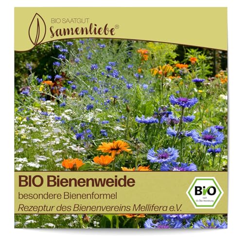 Samenliebe BIO Bienenweide Samen Blumensamen Mellifera 1000 Samen Blumen Samen Garten Bienenweide Saatgut samenfeste einjährig Pflanzen für Garten und Freiland von Samenliebe