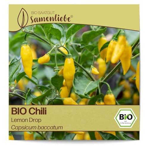 Samenliebe BIO Chili Samen Gemüsesamen alte Sorte Lemon Drop 10 Samen Gemüse Samen Garten Chili Saatgut samenfeste einjährig Pflanzen für Gewächshaus, Garten und Balkon von Samenliebe