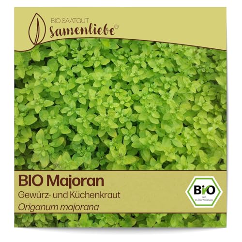 Samenliebe BIO Majoran Samen alte Sorte Gewürz- und Küchenkraut Grün 2000 Samen samenfestes Kräuter Saatgut für Küche, Balkon und Garten BIO Kräutersamen von Samenliebe