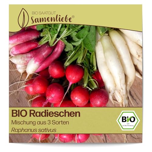 Samenliebe BIO Radieschen Samen Gemüsesamen Mischung aus 3 Sorten 200 Samen Gemüse Samen Garten Radieschen Saatgut samenfeste einjährig Pflanzen für Gewächshaus, Garten und Balkon von Samenliebe