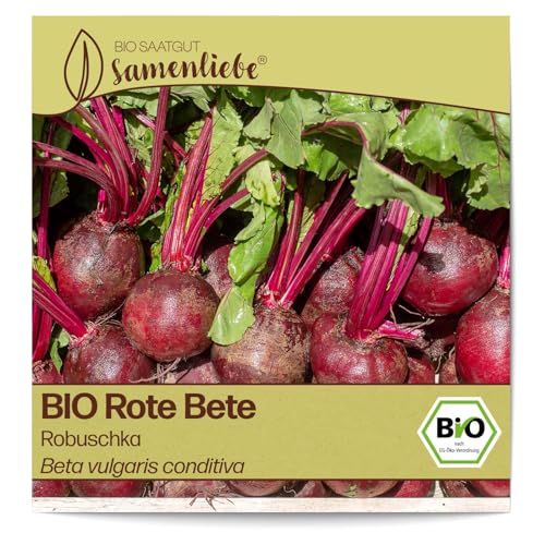 Samenliebe BIO Rote Bete Samen Robuschka fruchtig süße Beete runde Rüben rot 100 Samen samenfestes Gemüse Saatgut für Gewächshaus Freiland und Balkon BIO Gemüsesamen von Samenliebe