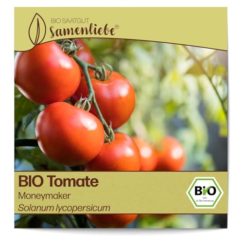 Samenliebe BIO Tomaten Samen alte Sorte Moneymaker Freilandtomate Stabtomate rot 10 Samen samenfestes Gemüse Saatgut für Gewächshaus Freiland und Balkon BIO Gemüsesamen von Samenliebe