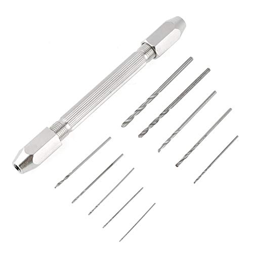 0,5 mm-3,2 mm Präzisions-Doppelend-Stiftschraubstock-Modell-Handbohrersatz mit 2 STÜCK Doppelend-Spannfuttern und 10 STÜCK Micro-Spiralbohrern für die Herstellung von PCB-Kunstschmuckuhren von Samfox