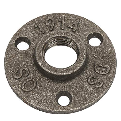 Eisenbodenflansch 1/2 Zoll Gusseisen-Rohrverschraubungen, Sanitär-Rohrflansch, Industrierohrflansche, Dekorative Rohrverschraubung, Passend für Steampunk-Möbel, 3 Löcher, 65 mm, DN15, 10 Stk von Samfox