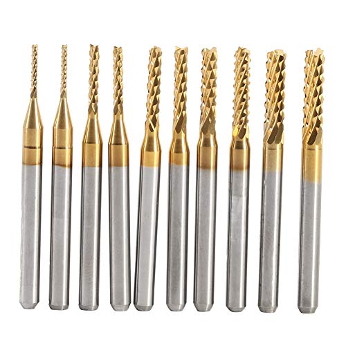 Samfox 10St Schaftfräser Satz, Schaftfräser HM 1.0-3.0mm Titannitriert Schaftfräser Hartmetall-CNC-Fräsen Schneidwerkzeuge für Holz Weichmetalle Samfox 10St Schaftfräser Satz, Schaftfräser HM 1.0-3.0mm Titannitriert Schaftfräser Hartmetall-CNC-Fräsen Schneidwerkzeuge für Holz Weichmetalle von Samfox