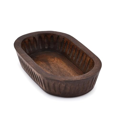 Samhita Mango Wood Decorative Bowls for Home Décor, Decorative Long Wooden Bowl for Table Centerpiece (25.4cm x 15.24cm x 5.08cm) von Samhita