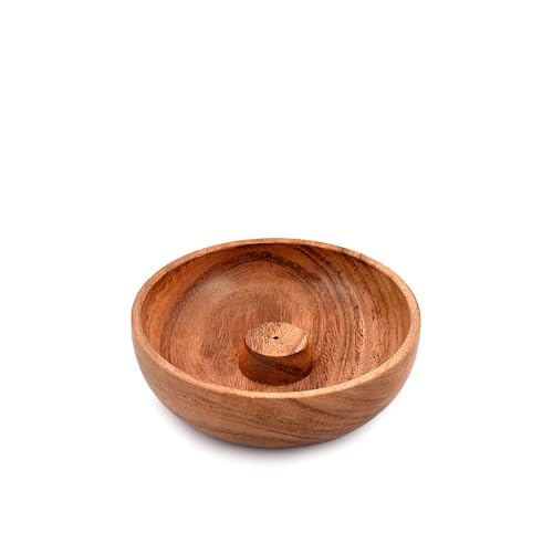 Samhita Mango Wood Round Incense Stick Holder,Incense Burner, Ash Cather and Aromatherapy Ornament Home Décor (12.7cm x 12.7cm x 3.81cm) von Samhita