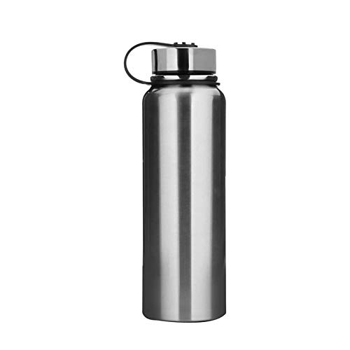 1,5 l Metall-Wasserflasche aus Edelstahl, Vakuum-Isolierflasche, auslaufsicher, Sportflaschen, Silber, 15 l, 33 x 89 cm von Samine