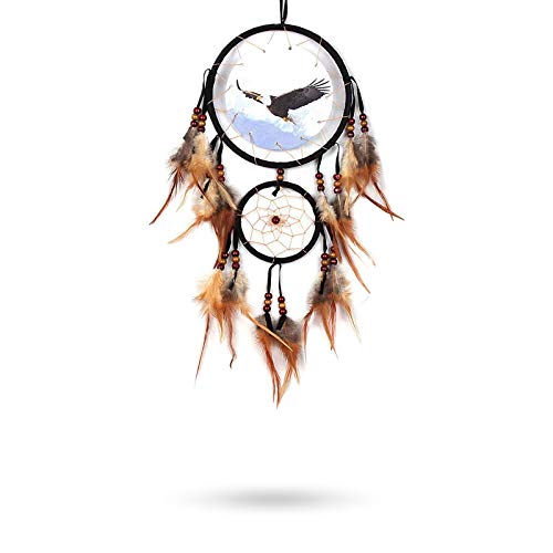 Traumfänger, handgefertigt, mit Federn, Tiermuster, zum Aufhängen, Farbe Adler von Samine