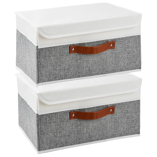 Samlonge 2 Stück Waschbar Aufbewahrungsbox mit Deckel, 36x25x20 cm Faltbare Aufbewahrungsboxen Stoffbox mit Griffen, Kleideraufbewahrung Aufbewahrungskorb Stoff, Aufbewahrung für Kleidung (Weiß,Grau) Samlonge 2 Stück Waschbar Aufbewahrungsbox mit Deckel, 36x25x20 cm Faltbare Aufbewahrungsboxen Stoffbox mit Griffen, Kleideraufbewahrung Aufbewahrungskorb Stoff, Aufbewahrung für Kleidung (Weiß,Grau) von Samlonge